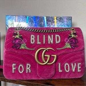 Authentic Gucci Velvet Blind for Love Marmont Crossbody bag
